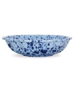 Servierschale aus gesprenkelter Keramik (34cm) - Blau