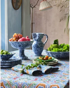 Servierschale aus gesprenkelter Keramik (34cm) - Blau