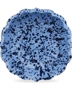 Servierschale aus gesprenkelter Keramik (34cm) - Blau