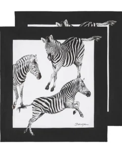 Servietten mit Animal-Print (2er-Set) - Weiß