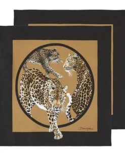 Servietten mit Animal-Print (2er-Set) - Braun