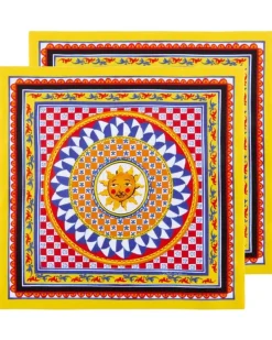 Servietten-Set mit Carretto-Print - Gelb