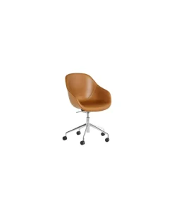 Sessel mit Rollen About a chair - Braun - Vollnarben-Leder - Designer Hee Welling