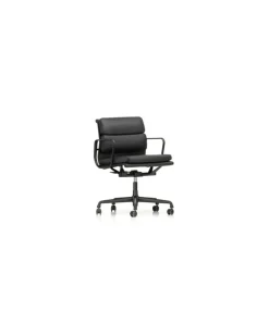 Sessel mit Rollen Soft Pad - Schwarz - Aluminium-Druckguß - Designer Charles & Ray Eames