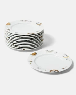 Set Astronomi aus zwölf Speisetellern Weiß