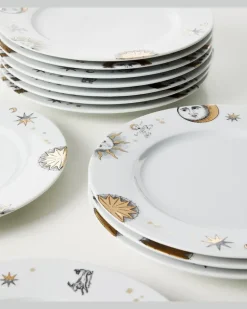 Set Astronomi aus zwölf Speisetellern Weiß