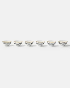 Set aus sechs Schalen aus Porzellan Weiß