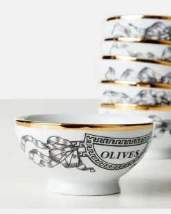 Set aus sechs Schalen aus Porzellan Weiß
