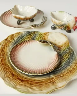Set aus vier Beilagentellern Oyster & Scallops Multicolor