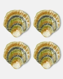 Set aus vier Beilagentellern Oyster & Scallops Multicolor