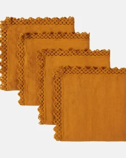Set aus vier Servietten Gelb