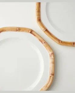Set aus vier Speisetellern Bamboo aus Keramik Multicolor