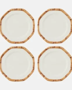 Set aus vier Speisetellern Bamboo aus Keramik Multicolor