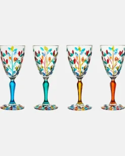 Set aus vier Weingläsern Multicolor