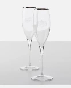 Set aus zwei Champagnerflöten Silber
