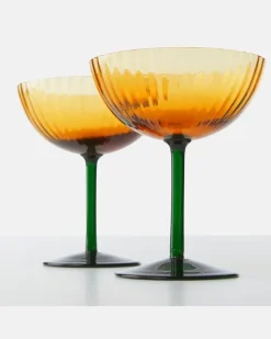 Set aus zwei Champagnerschalen Gelb