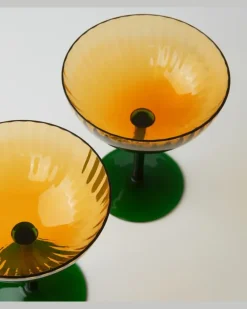 Set aus zwei Champagnerschalen Gelb