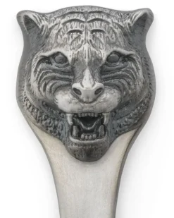 Set aus zwei Dessertlöffeln mit Tigerkopf - Weiß