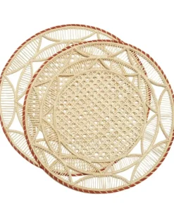 Set aus zwei Raffia-Tischsets - Nude