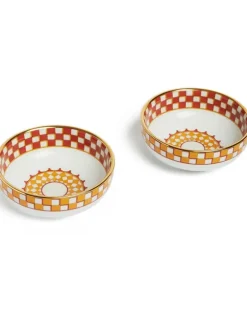 Set aus zwei Schalen mit geometrischem Print - Orange