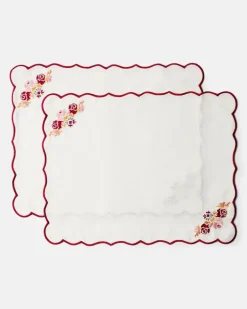Set aus zwei Tischsets Weiß
