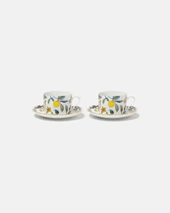 Set Borboni White aus zwei Teetassen und Untertassen Weiß