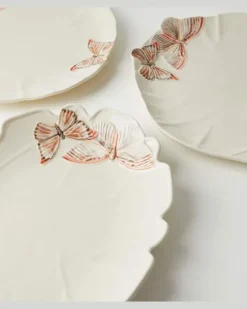 Set Cloudy Butterflies aus zwei Servierplatten by Claudia Schiffer Weiß