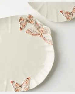 Set Cloudy Butterflies aus zwei Servierplatten by Claudia Schiffer Weiß