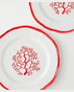 Set Coral aus vier Speisetellern Weiß