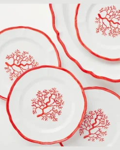 Set Coral aus vier Speisetellern Weiß