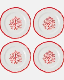 Set Coral aus vier Speisetellern Weiß
