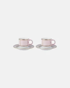 Set Diva aus zwei Espressotassen und Untertassen Rosa