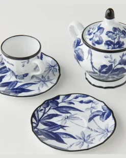Set Herbarium aus Teetasse und Untertasse Blau
