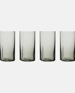 Set Hew aus vier Longdrinkgläsern Grau