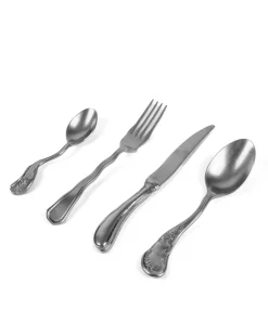 Set mit 4 Besteckteilen aus Stahl - Besteck - Unisex - Silber
