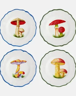 Set Mushroom aus vier Beilagentellern Multicolor