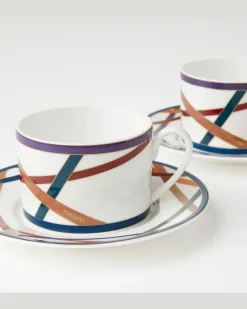 Set Nastri aus sechs Teetassen und Untertassen Multicolor