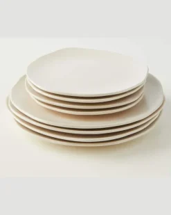 Set Native Dinner aus vier Speisetellern und vier Desserttellern Weiß