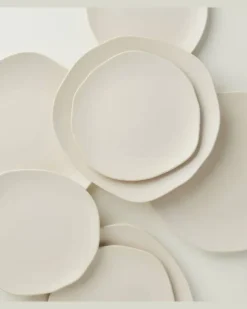 Set Native Dinner aus vier Speisetellern und vier Desserttellern Weiß