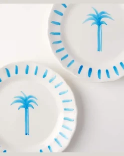 Set Palm aus vier Desserttellern Weiß
