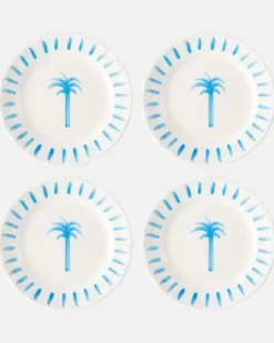 Set Palm aus vier Desserttellern Weiß