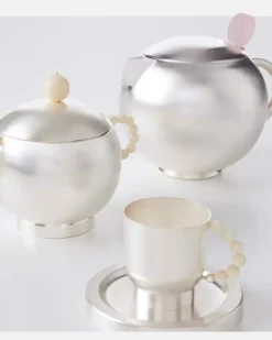 Set Perlina aus Teetasse und Untertasse Silber