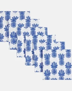 Set Pineapple Blu aus sechs Servietten Blau