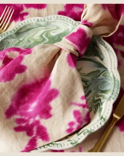 Set Plumeria aus zwei Servietten aus Leinen Rosa