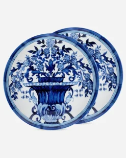 Set 2 Porcelain Dinner Plates - Flache Teller Mehrfarbig