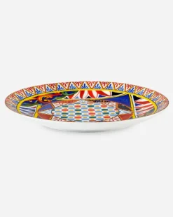 Set 2 Porcelain Dinner Plates - Flache Teller Mehrfarbig