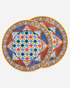 Set 2 Porcelain Soup Plates - Suppenteller Mehrfarbig