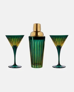 Set Prism aus Shaker und zwei Martinigläsern GrüN