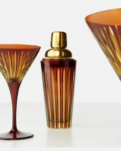 Set Prism aus Shaker und zwei Martinigläsern Orange
