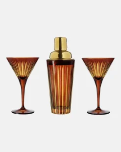 Set Prism aus Shaker und zwei Martinigläsern Orange